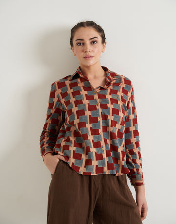 Block printed relaxed fit shirt, fall dress for women, fall women dresses, midi fall dresses for women, women fall dress