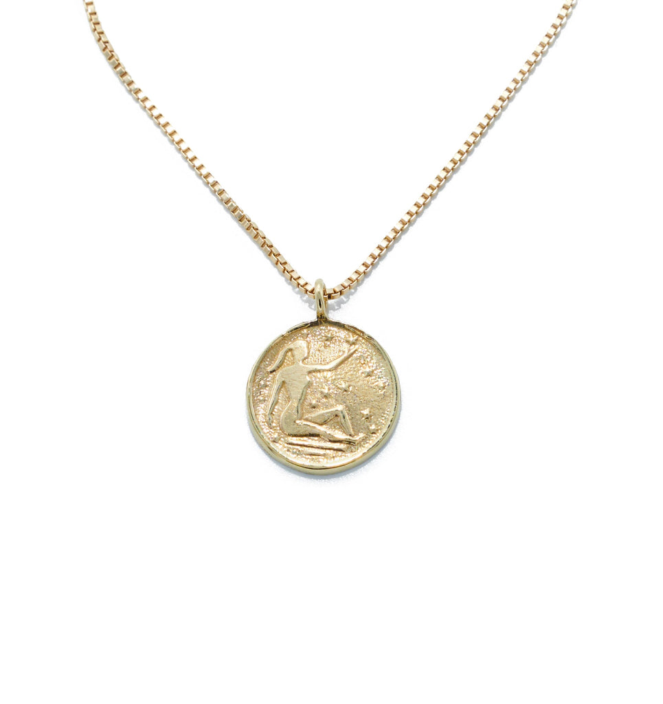 Introducing the Vintage Goddess Coin Necklace, featuring two coins on a 14K gold-plated curb chain. Made from recycled brass, this necklace combines timeless elegance with modern sustainability. Crafted in NYC and LA, it’s a luxurious yet eco-friendly addition to your collection.