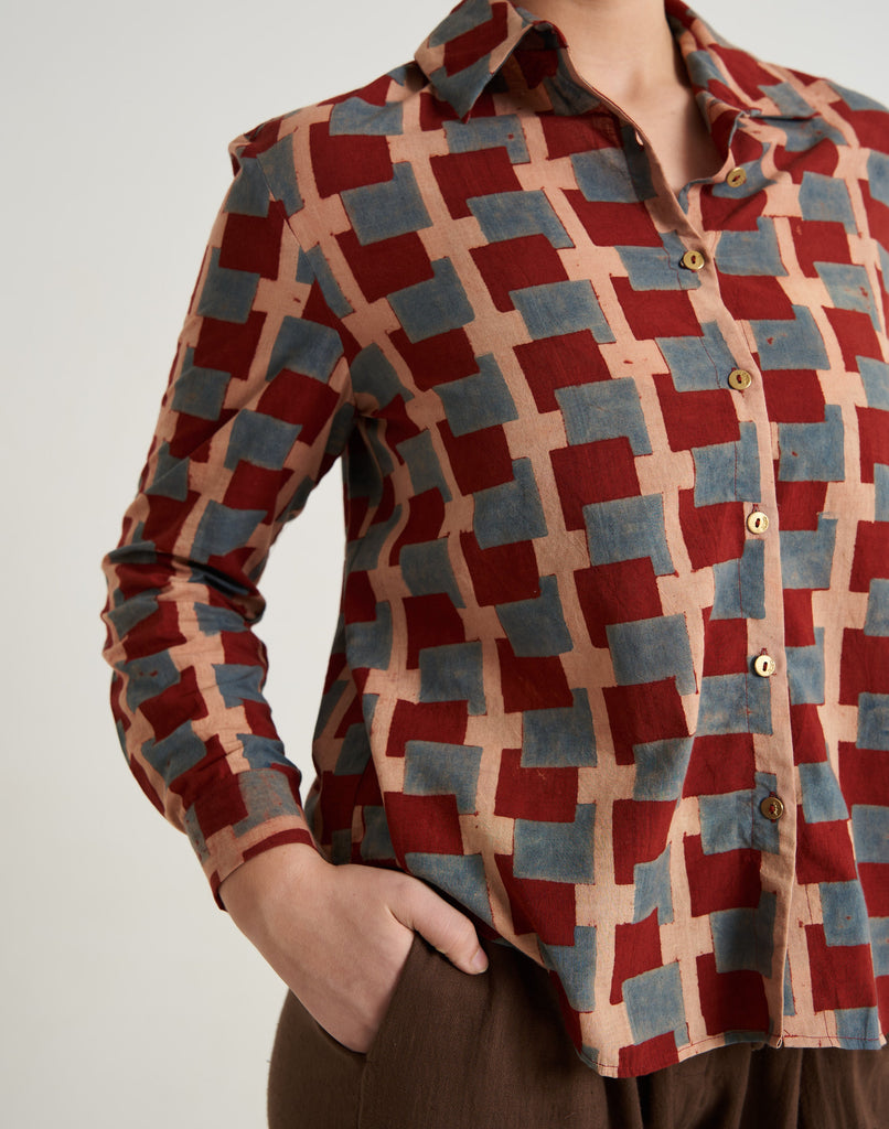 Block printed relaxed fit shirt, fall dress for women, fall women dresses, midi fall dresses for women, women fall dress