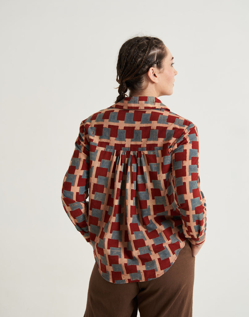 Block printed relaxed fit shirt, fall dress for women, fall women dresses, midi fall dresses for women, women fall dress