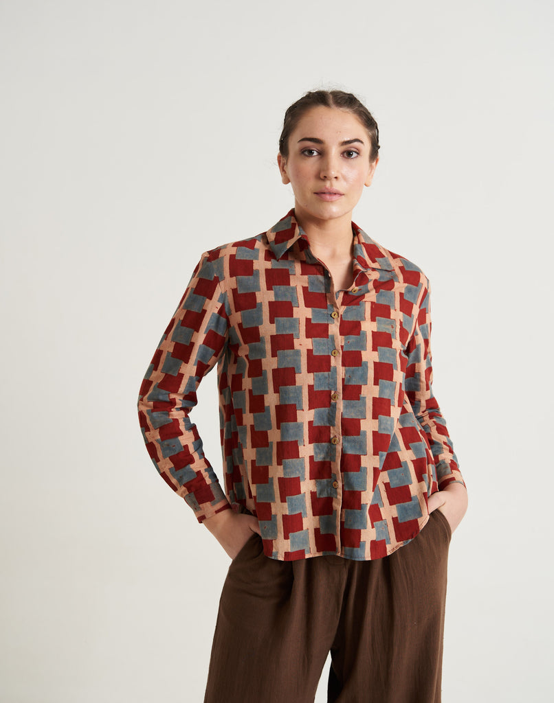 Block printed relaxed fit shirt, fall dress for women, fall women dresses, midi fall dresses for women, women fall dress