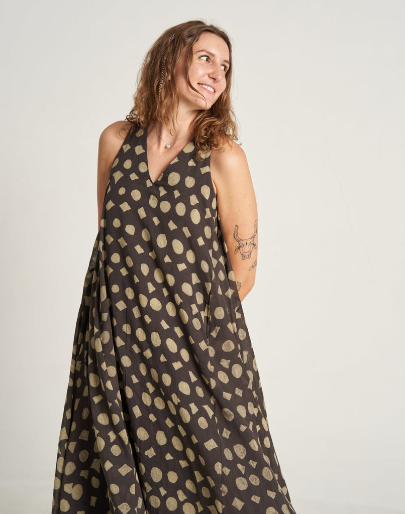 Doodle Polka Holiday Mid Length Dress for Women At World of Crow