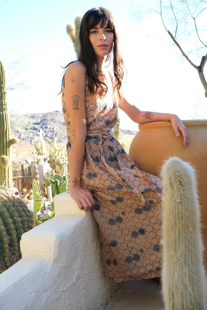 Buy Sleeveless Geometric Flower Wrap-on Summer Dress for Women