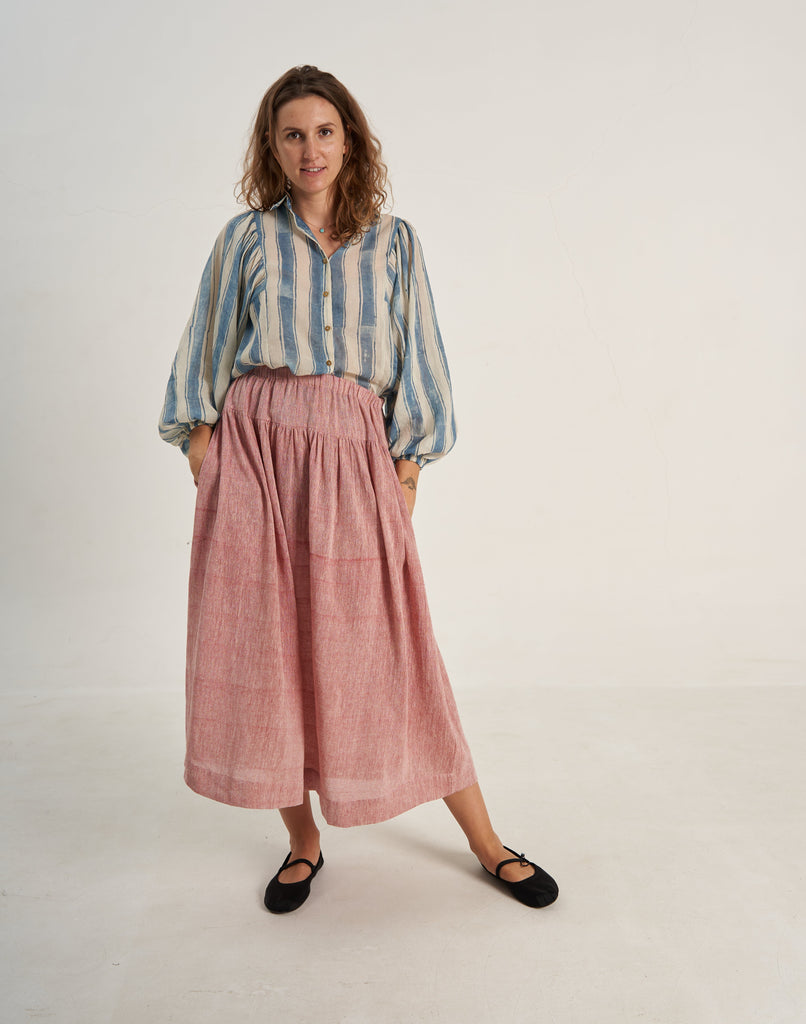 Front Side Pretty In Pink Organic Skirt for Women At World of Crow